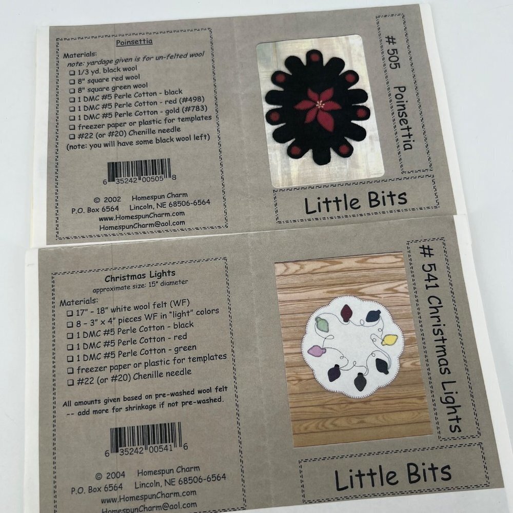 Little Bits Wool Felt‎ applique Mini Rugs Homespun Charm Poinsettia Christmas